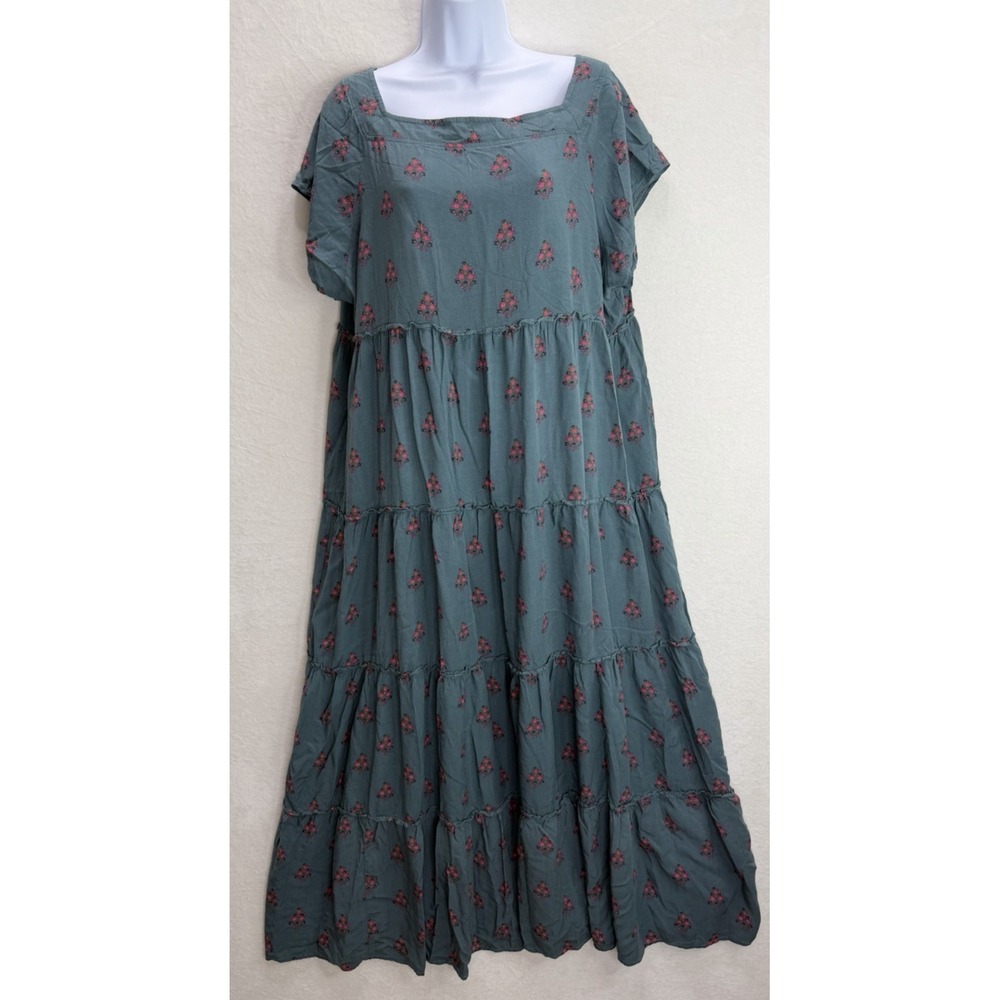 Natural Life Berkley Teal Floral Maxi Dress Size Large X-Large - Picture 2 of 6